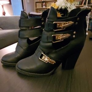 Black high heeled booties